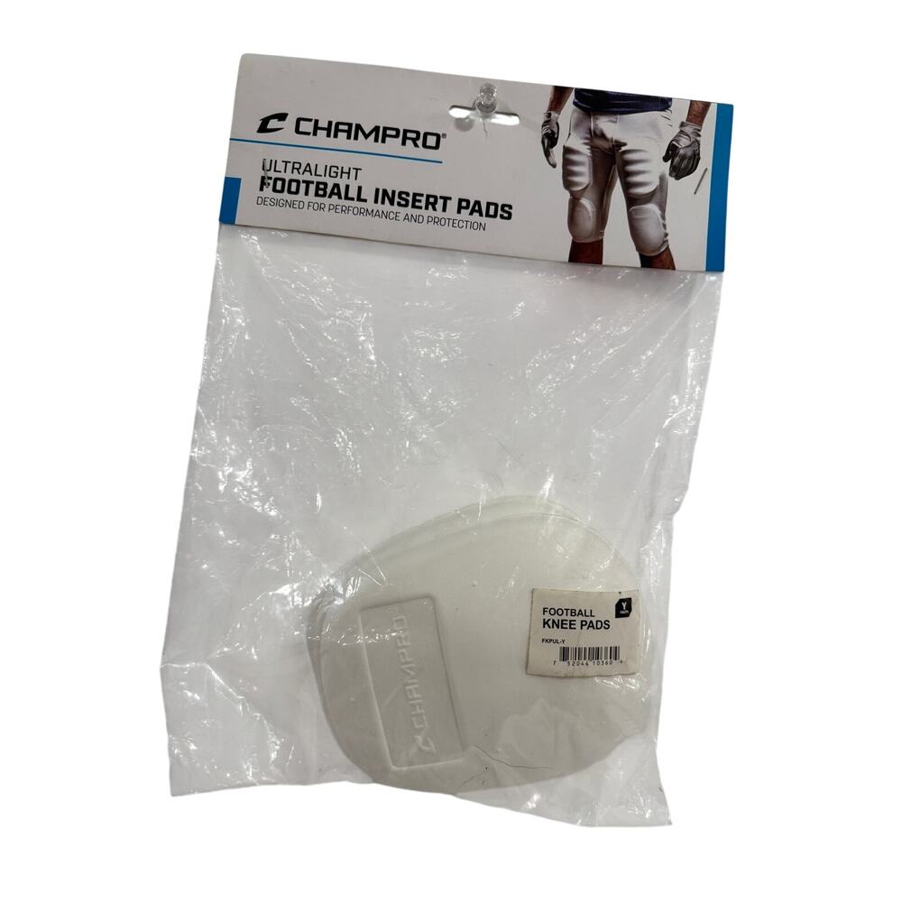 Youth football knee pads ultralight insert white ChamPro FKPUL-Y PAIR  NEW